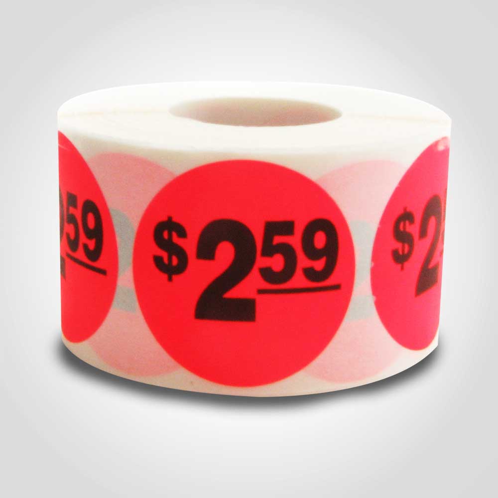 $2.59 Label Stickers Round Red with black print – 500/roll - Image 4