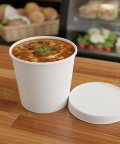 Alternative view of Paper Soup Cup 16 oz White with Lid – 250/case
