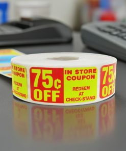 Alternative view of 75 Cents OFF In Store Coupon Label Stickers – 500/roll