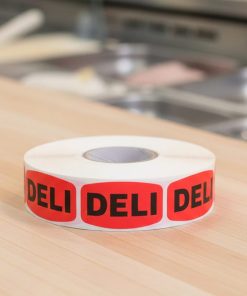 Deli Label Stickers Red with Black Print Stickers – 1000/roll