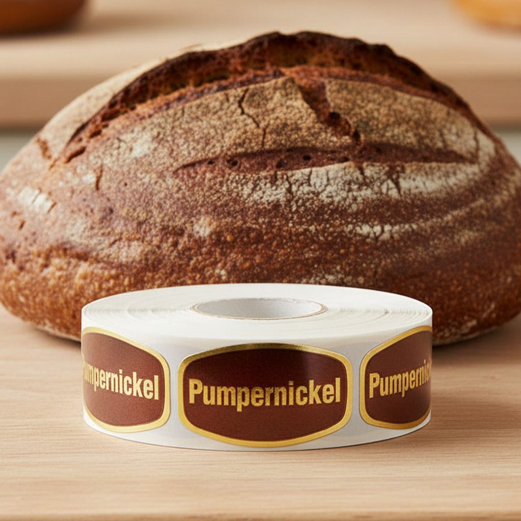 Pumpernickel Bread Label Gold Foil Flavor Sticker – 1000/roll - Image 2
