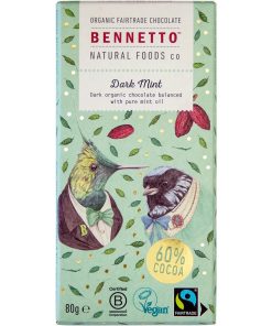 Bennetto Organic Chocolate 80g – Mint & Cocoa Nibs